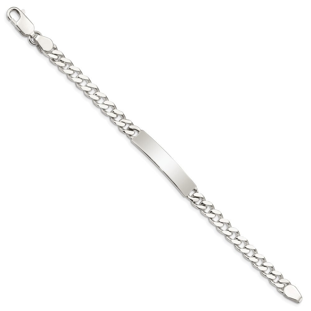 Sterling Silver 8inch Polished Engraveable Curb Link ID Bracelet