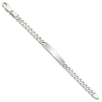 Sterling Silver 8inch Polished Engraveable Curb Link ID Bracelet