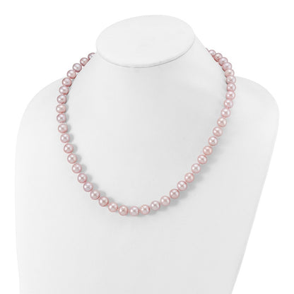 Sterling Silver Rhodium-plated 9-10mm Purple Cultured Pearl Necklace 20"