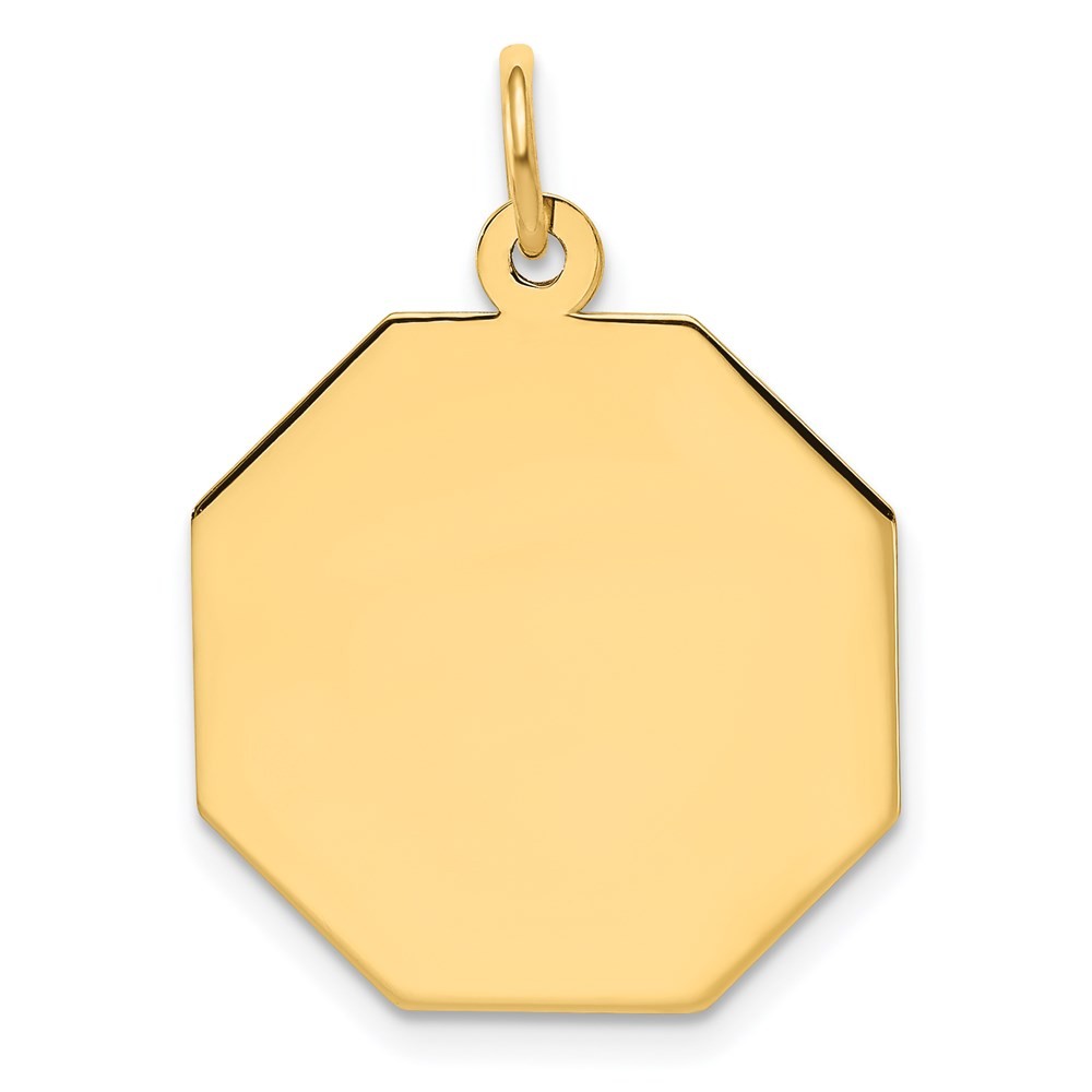 14k Yellow Gold Plain .027 Gauge Engravable Octagonal Disc Charm