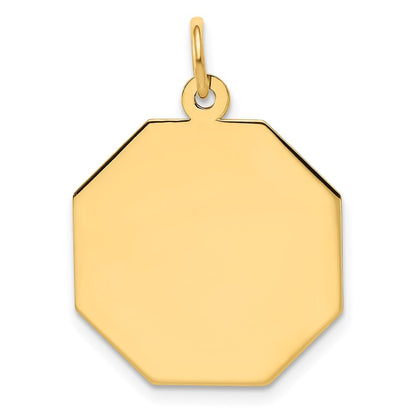 14k Yellow Gold Plain .027 Gauge Engravable Octagonal Disc Charm