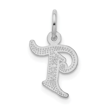 14k White Gold Diamond-cut Letter T Initial Charm Pendant for Women
