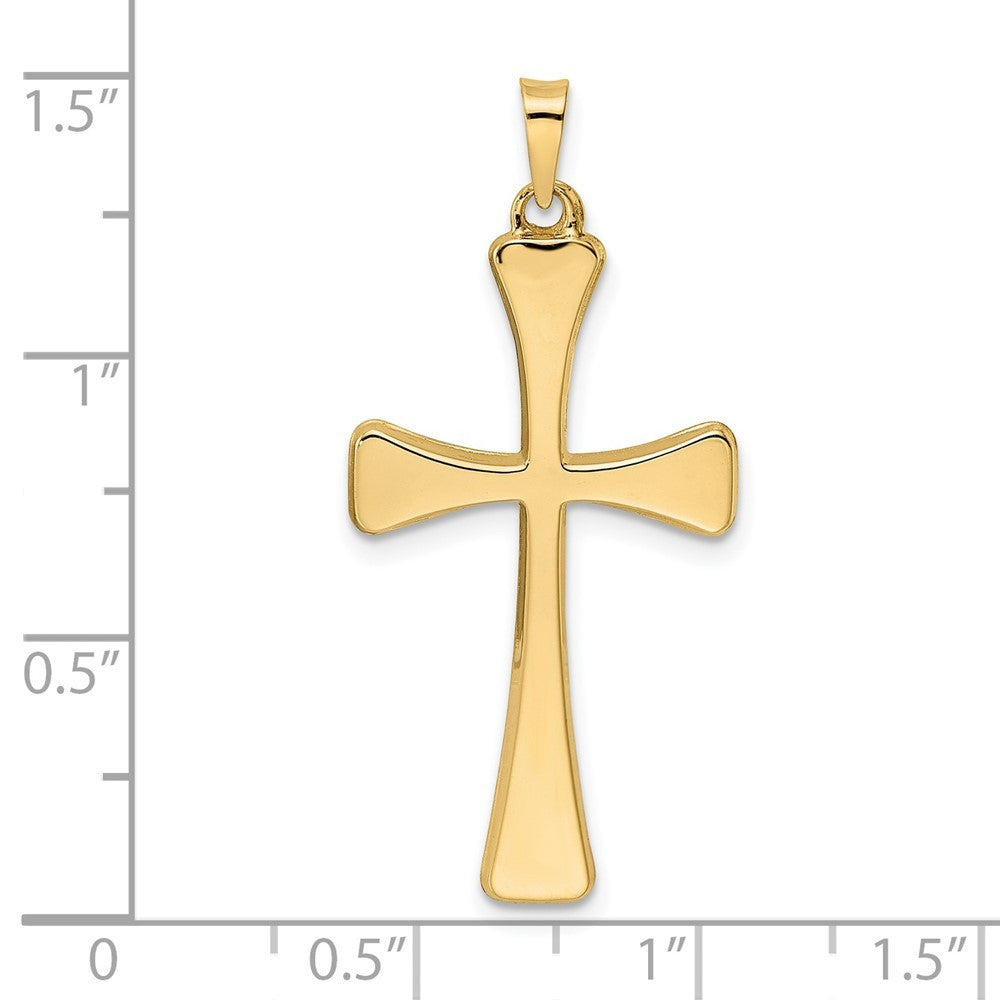 14k Yellow Gold Polished Hollow Cross Pendant