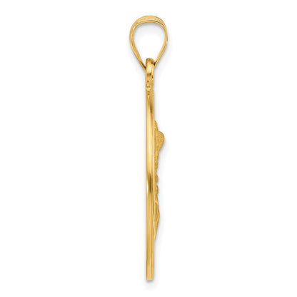 14k Yellow Gold Polished and Satin Solid St. Michael Medal