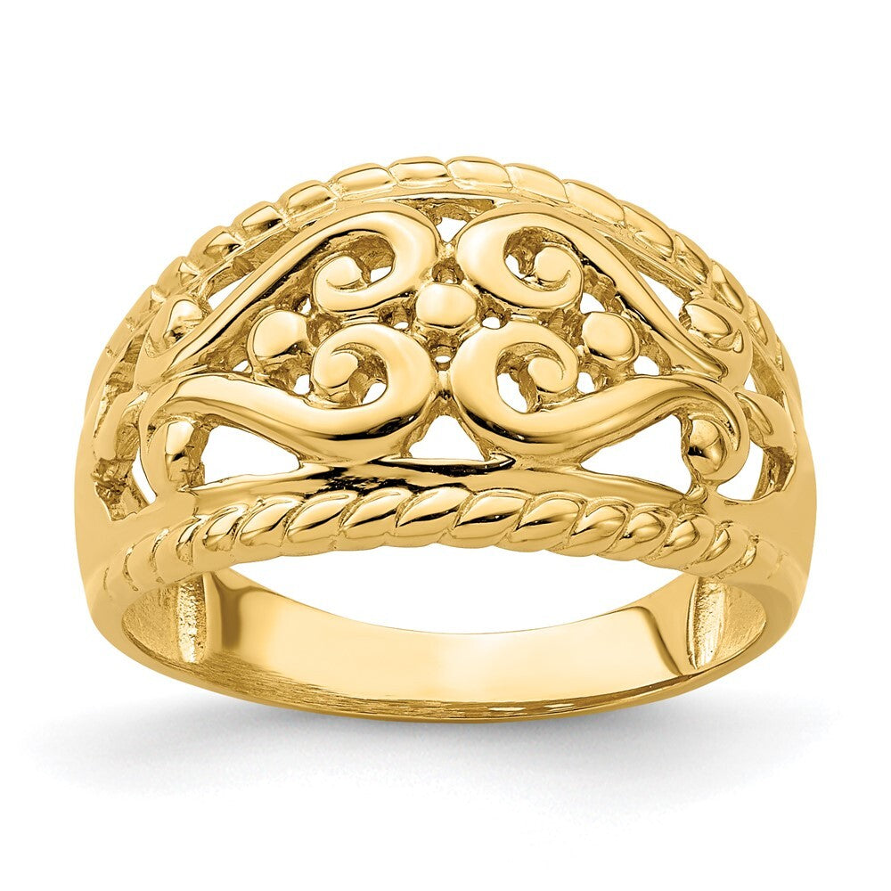 14K Yellow Gold Polished Cut-Out Heart Design Band Size 7