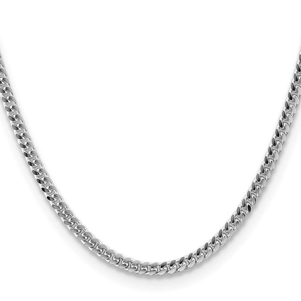 Sterling Silver 4mm Domed w/ Side Diamond-Cut Curb Chain Necklace