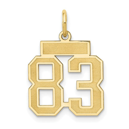 14k Yellow Gold Small Satin Number 83 Charm Pendant for Women