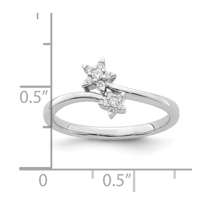 14k White Gold Diamond star bypass Diamond Ring