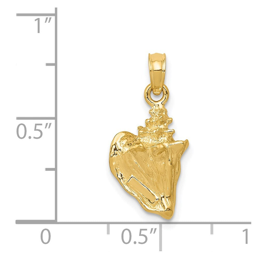 14k Yellow Gold 3-D Conch Shell Pendant for Women