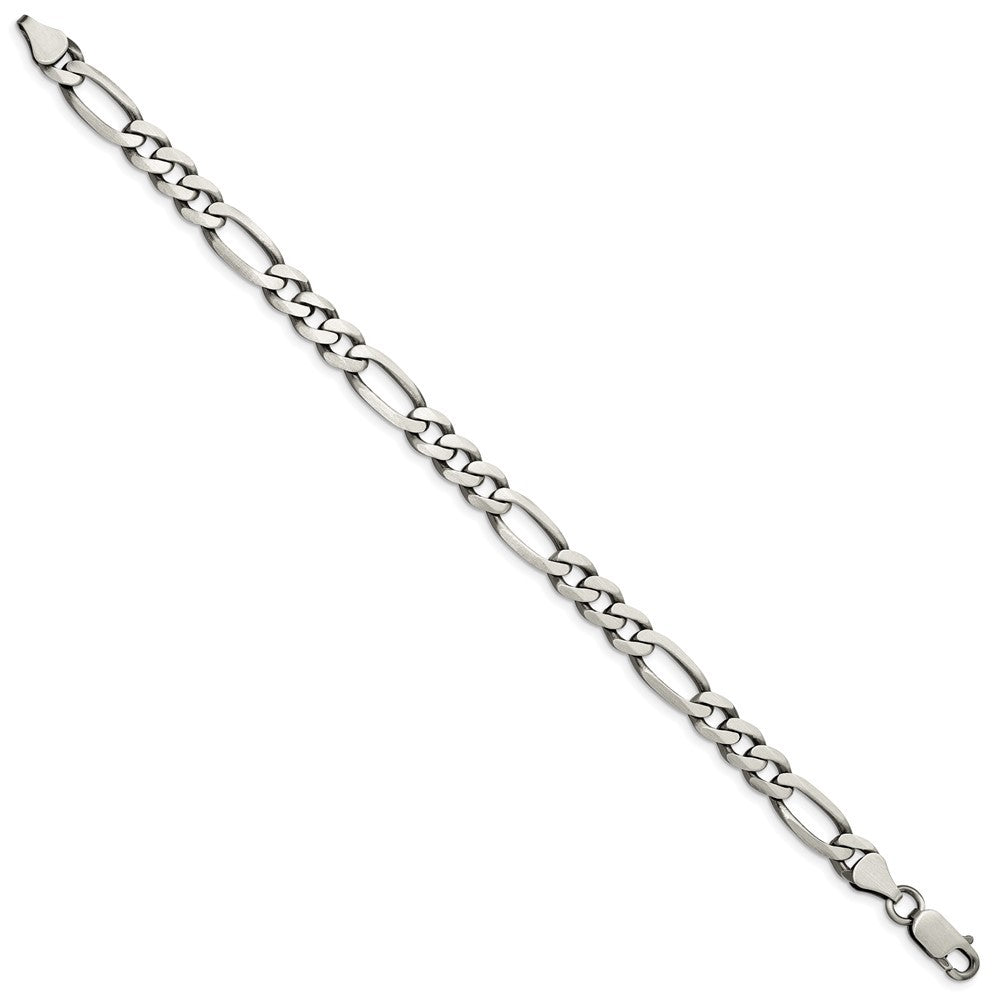 Sterling Silver Antiqued 6.5mm Figaro Chain Bracelet