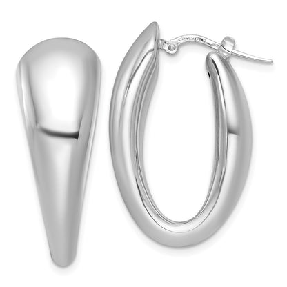 Sterling Silver Rhodium-plated Polished Oval Graduated Hollow Hoop Earrings