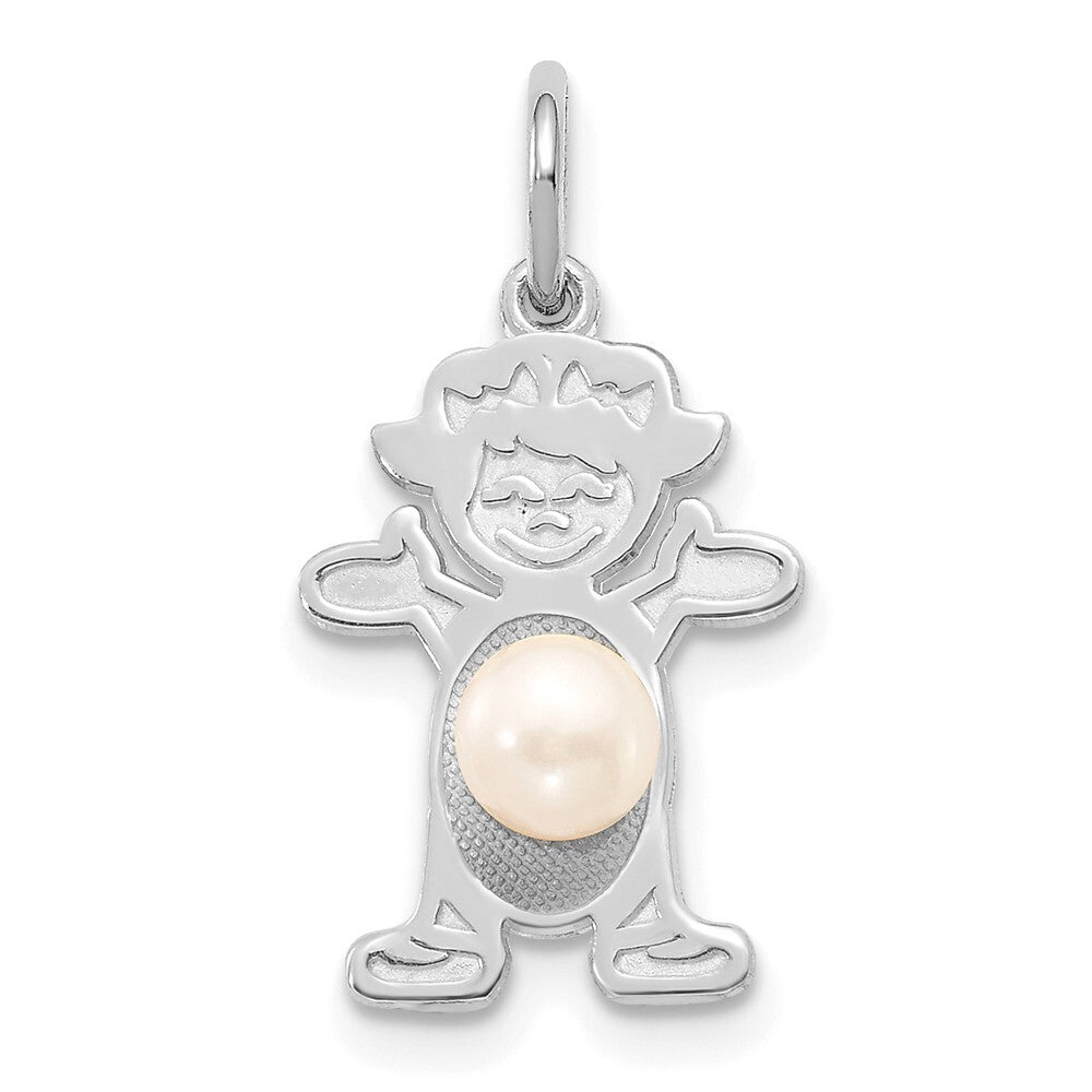 14k White Gold Girl 4mm FW Cultured Pearl-June Pendant for Women