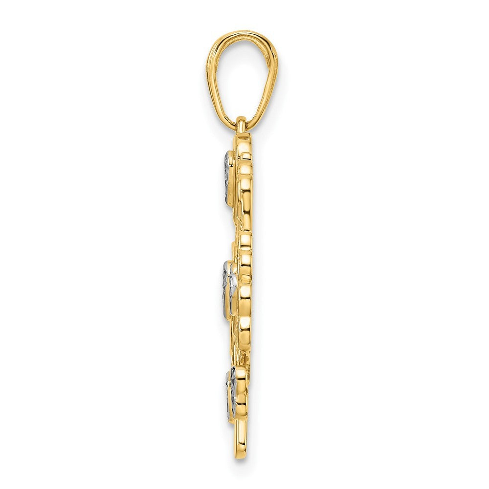 14k Yellow Gold and White Rhodium Diamond-cut Heart Tree of Life Pendant