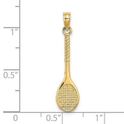 14k Yellow Gold 3-D Tennis Racquet Charm Pendant for Women