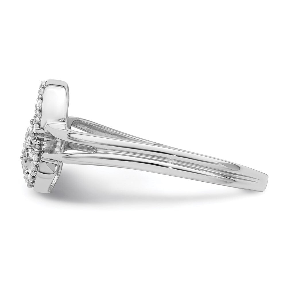Sterling Silver Rhodium Plated Diamond Heart Ring