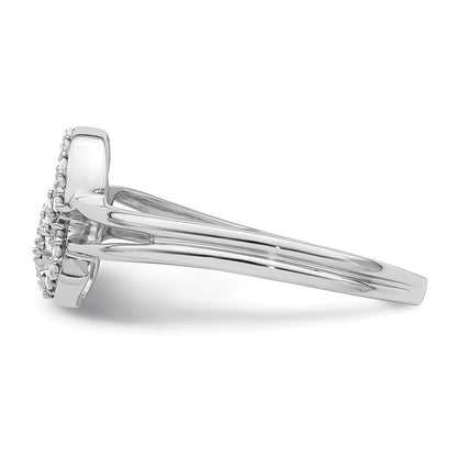 Sterling Silver Rhodium Plated Diamond Heart Ring