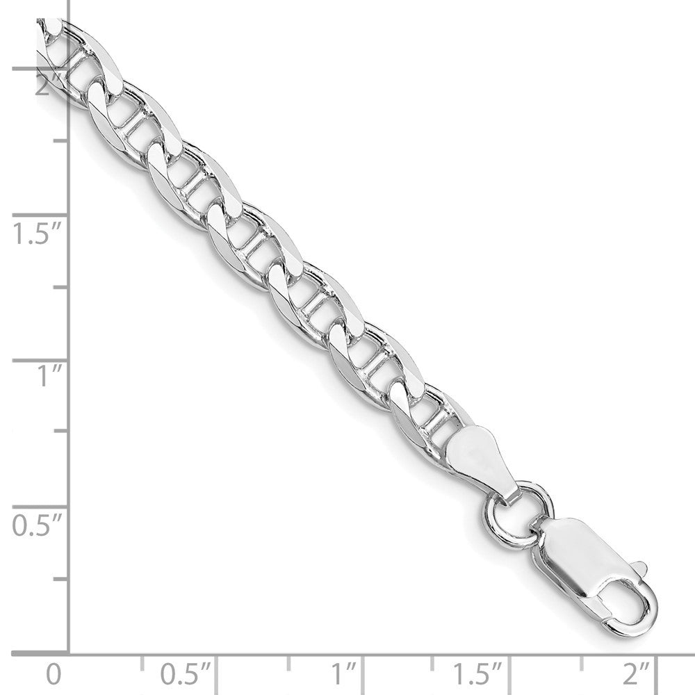 Sterling Silver Rhodium-plated 5.7mm Diamond-Cut Flat Anchor Curb Chain Bracelet
