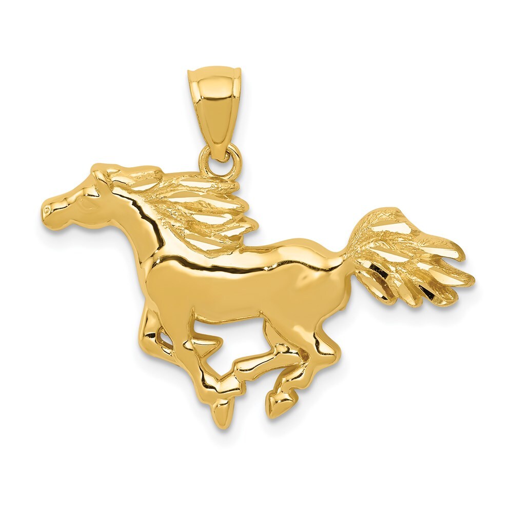 14k Yellow Gold Polished Horse Pendant for Women