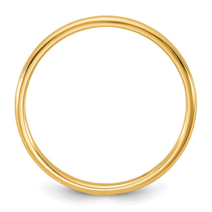 14K Yellow Gold 1.5mm LTW Half Round Band Ring Size 10