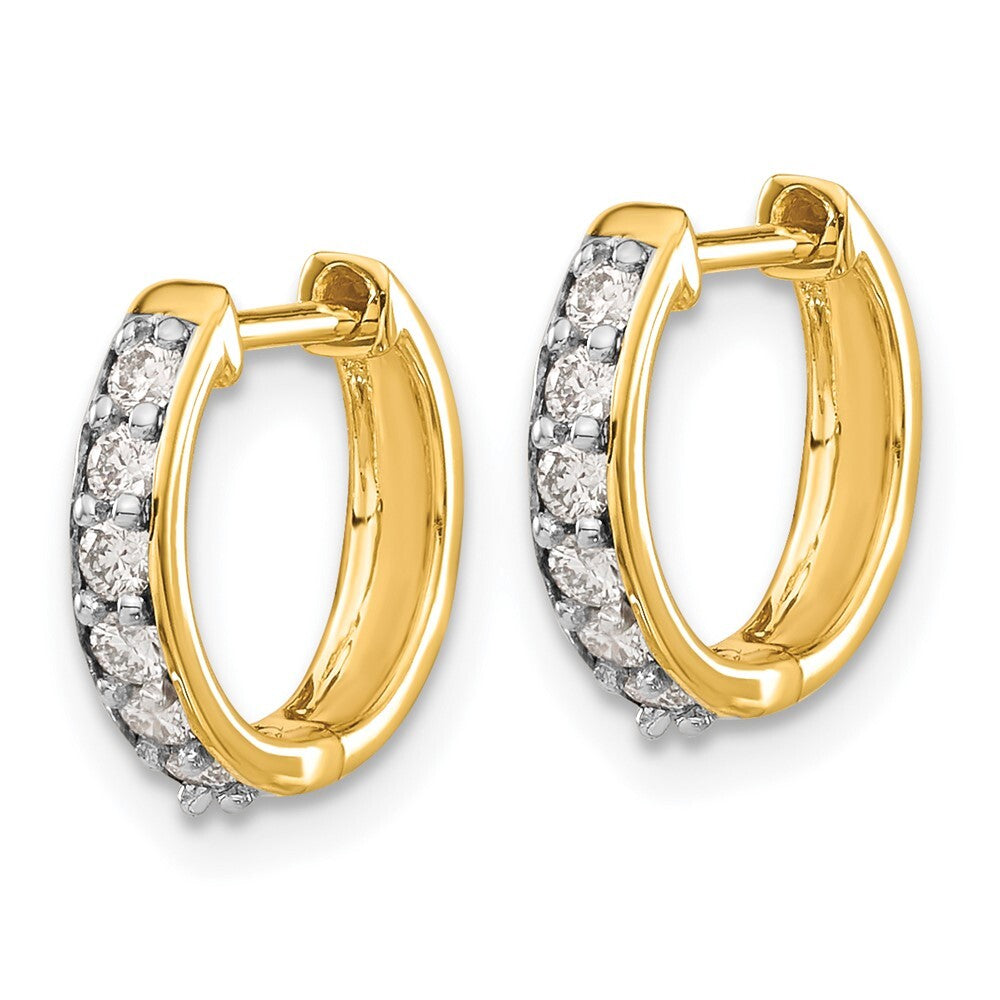 14k Yellow Gold Diamond Hinged Hoop Earrings