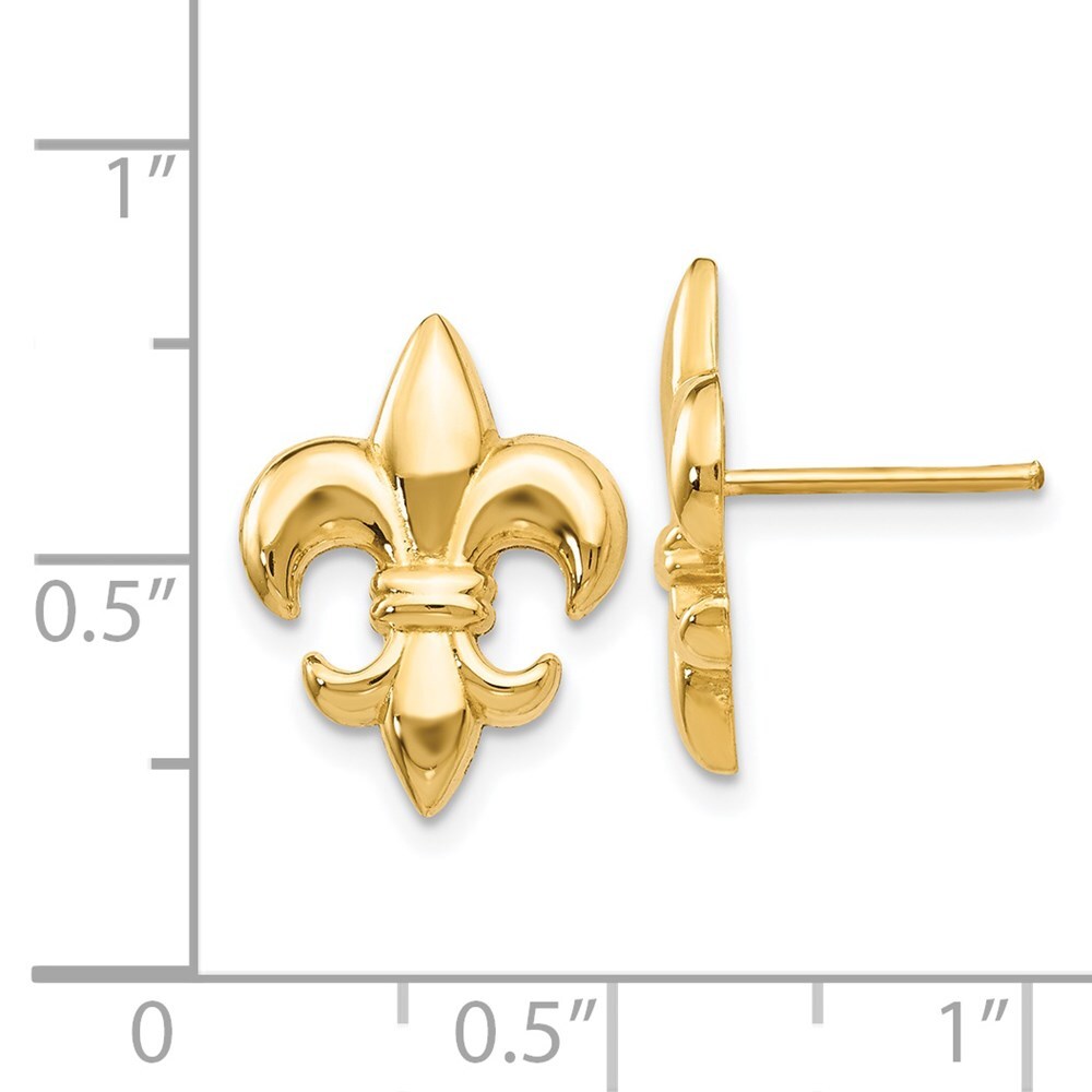 14k Yellow Gold Small Fleur-De-Lis Earring Gift for Women
