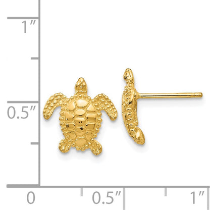 14k Yellow Gold Sea Turtle Earring Gift for Women