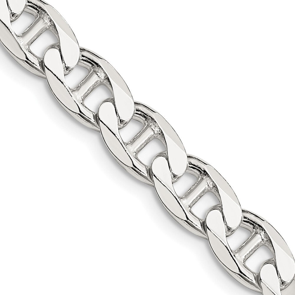Sterling Silver 7.4mm Diamond-cut Flat Anchor Curb Chain