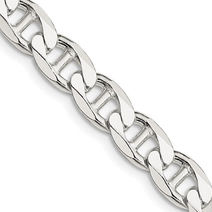 Sterling Silver 7.4mm Diamond-cut Flat Anchor Curb Chain