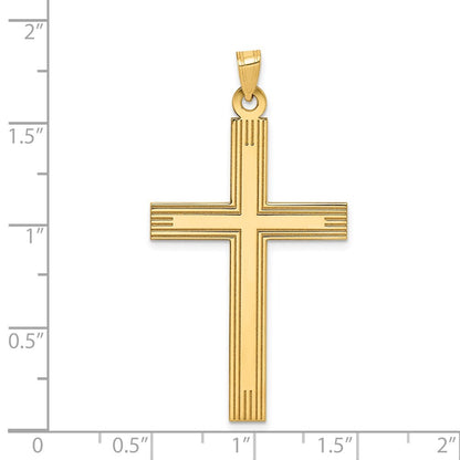 14k Yellow Gold Laser Etched Cross Charm Pendant for Women