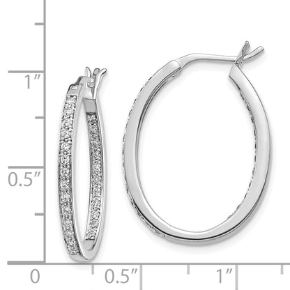 14k White Gold Diamond In/Out Hoop Earrings