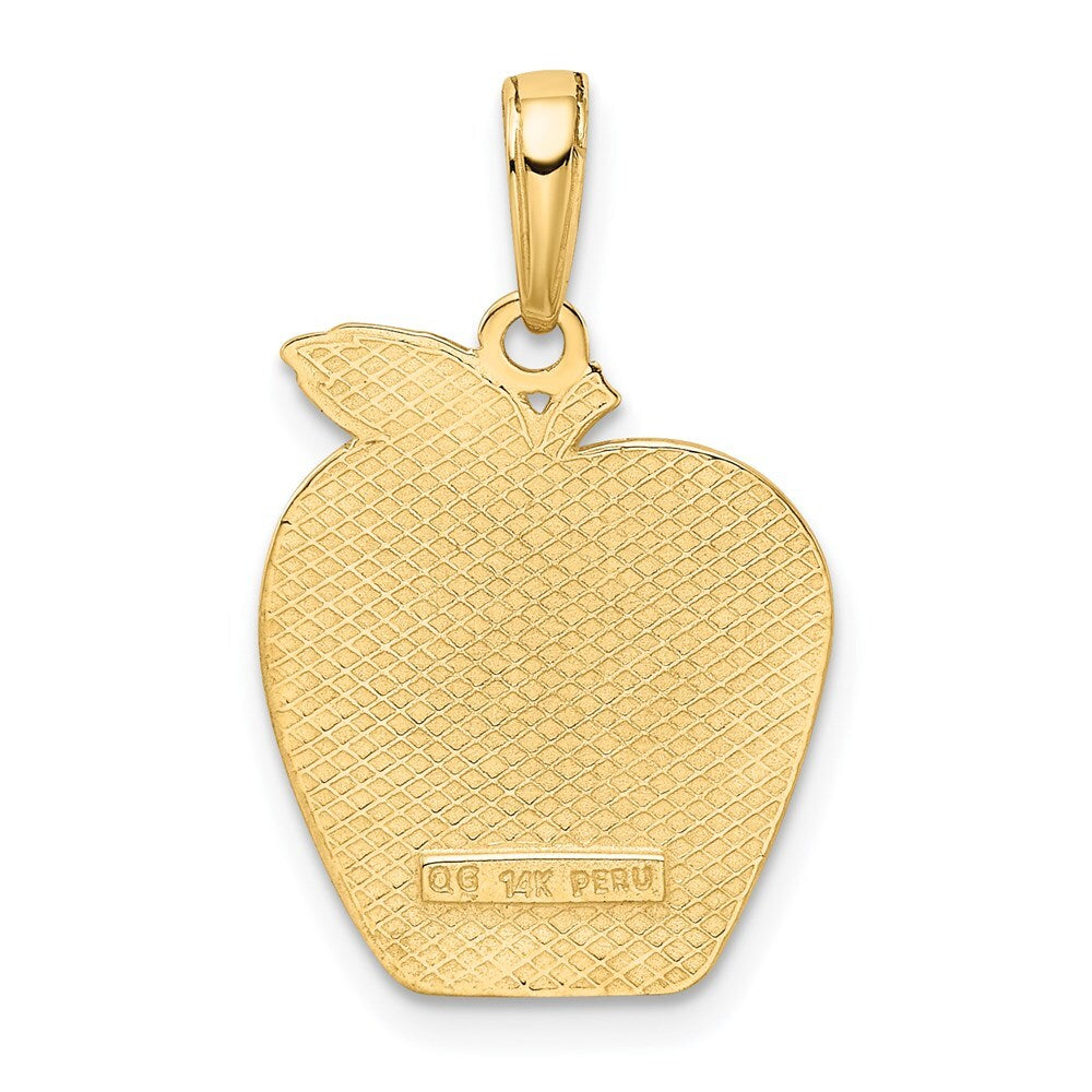 14k Yellow Gold Solid NEW YORK Skyline on Small Apple Pendant for Women