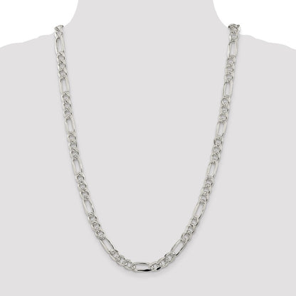 Sterling Silver 8mm Pav� Flat Figaro Chain