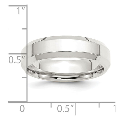 Sterling Silver 6mm Beveled Edge Size 9 Band Ring