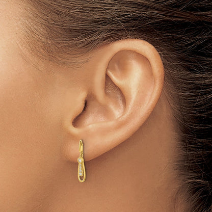 14k Yellow Gold Polished Cubic Zirconia Fancy Dangle Earrings Gift for Women