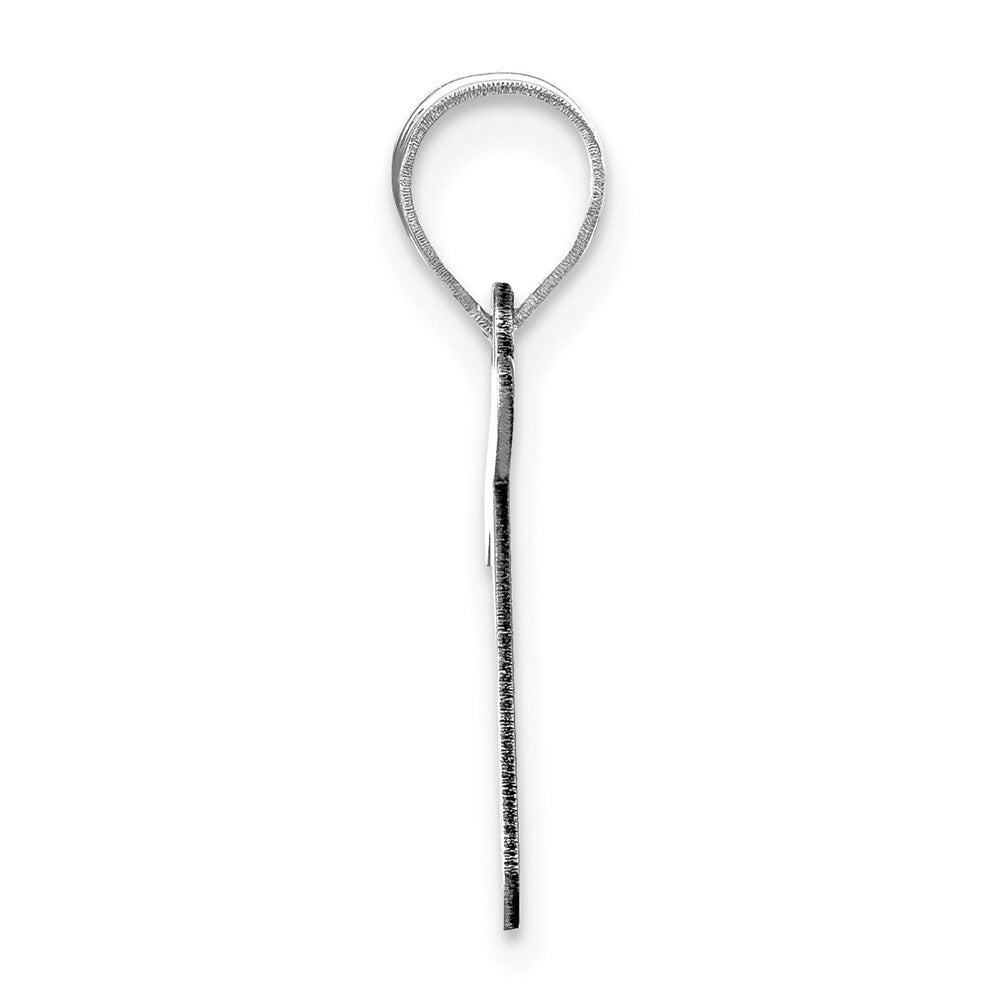 14k White Gold Polished Bubble Letter T Initial Pendant for Women