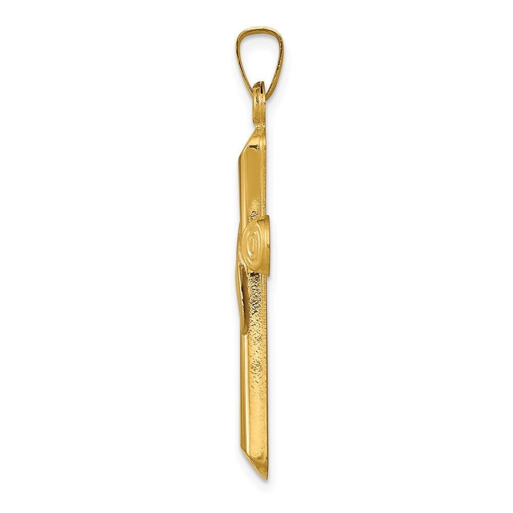 14k Two-tone Gold Hollow Cross Drape Pendant for Women
