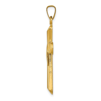14k Two-tone Gold Hollow Cross Drape Pendant for Women