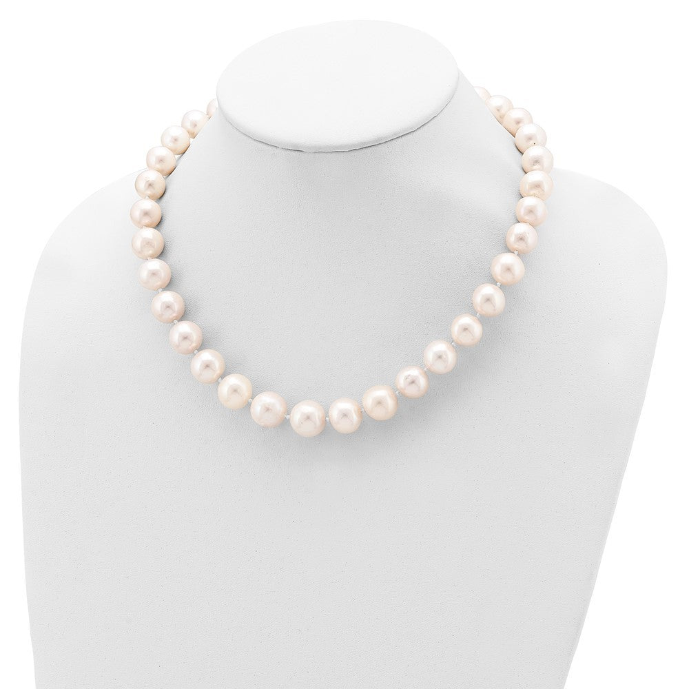 Sterling Silver Rhodium-plated 11-12mm White Cultured Pearl Necklace 24"