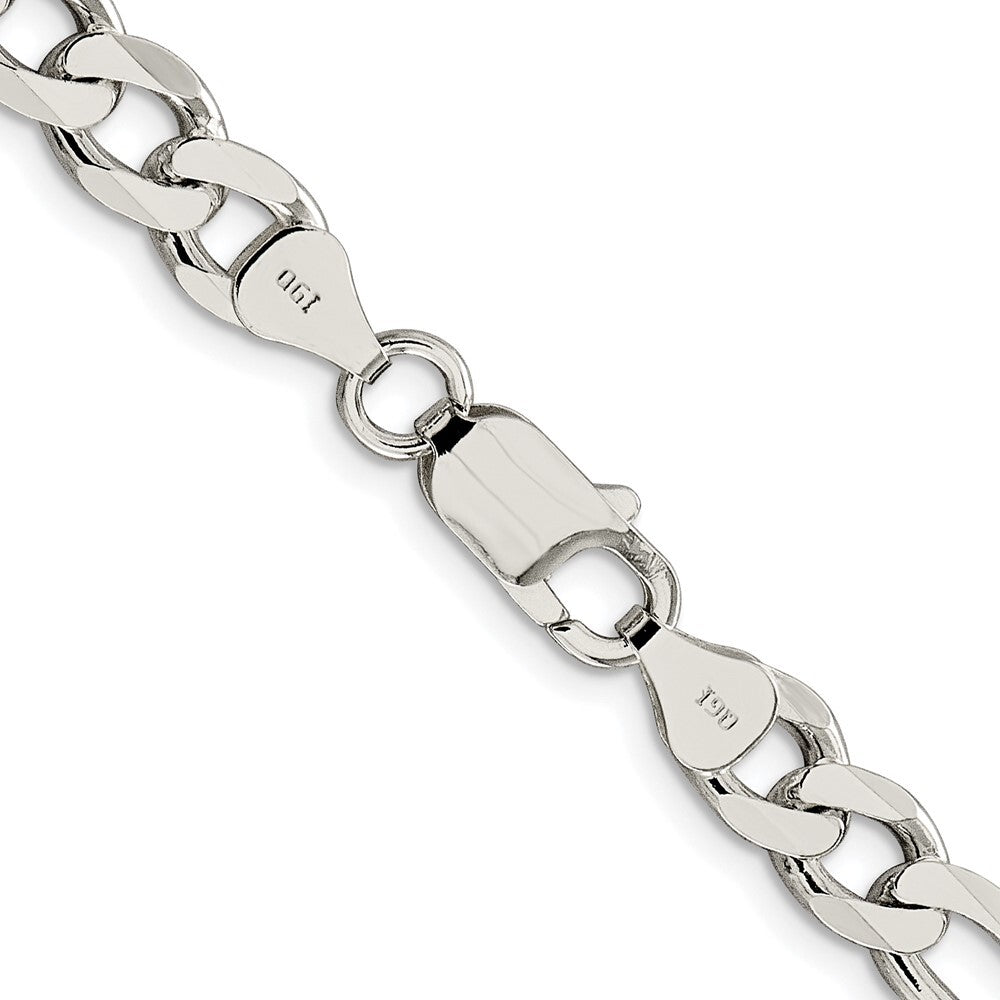 Sterling Silver Rhodium-plated 7.25mm Pav� Flat Figaro Chain