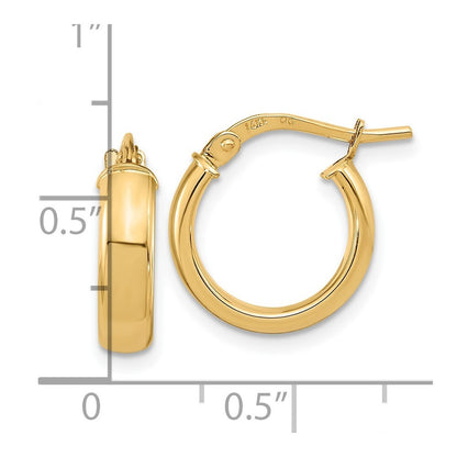 14k Yellow Gold Polished 3.7mm Hoop Earrings Gift for Women