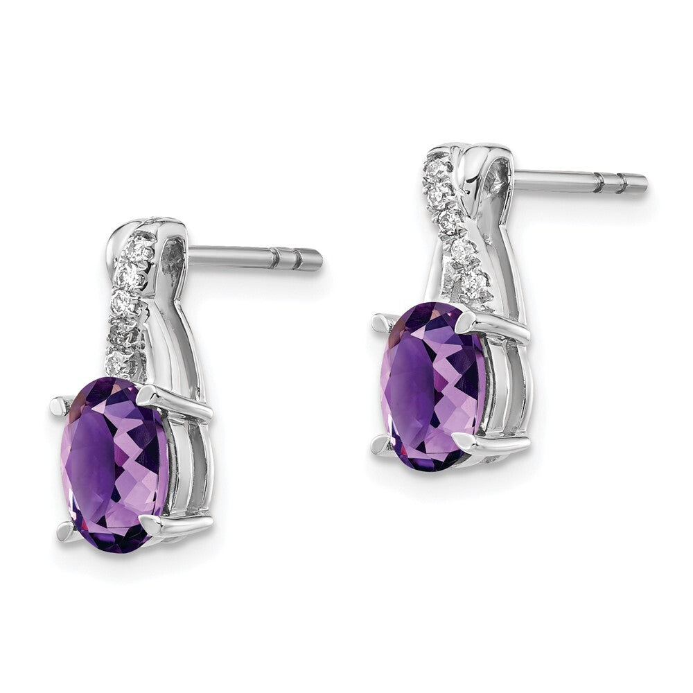 14k White Gold Amethyst and Diamond Drop & Dangle Earrings