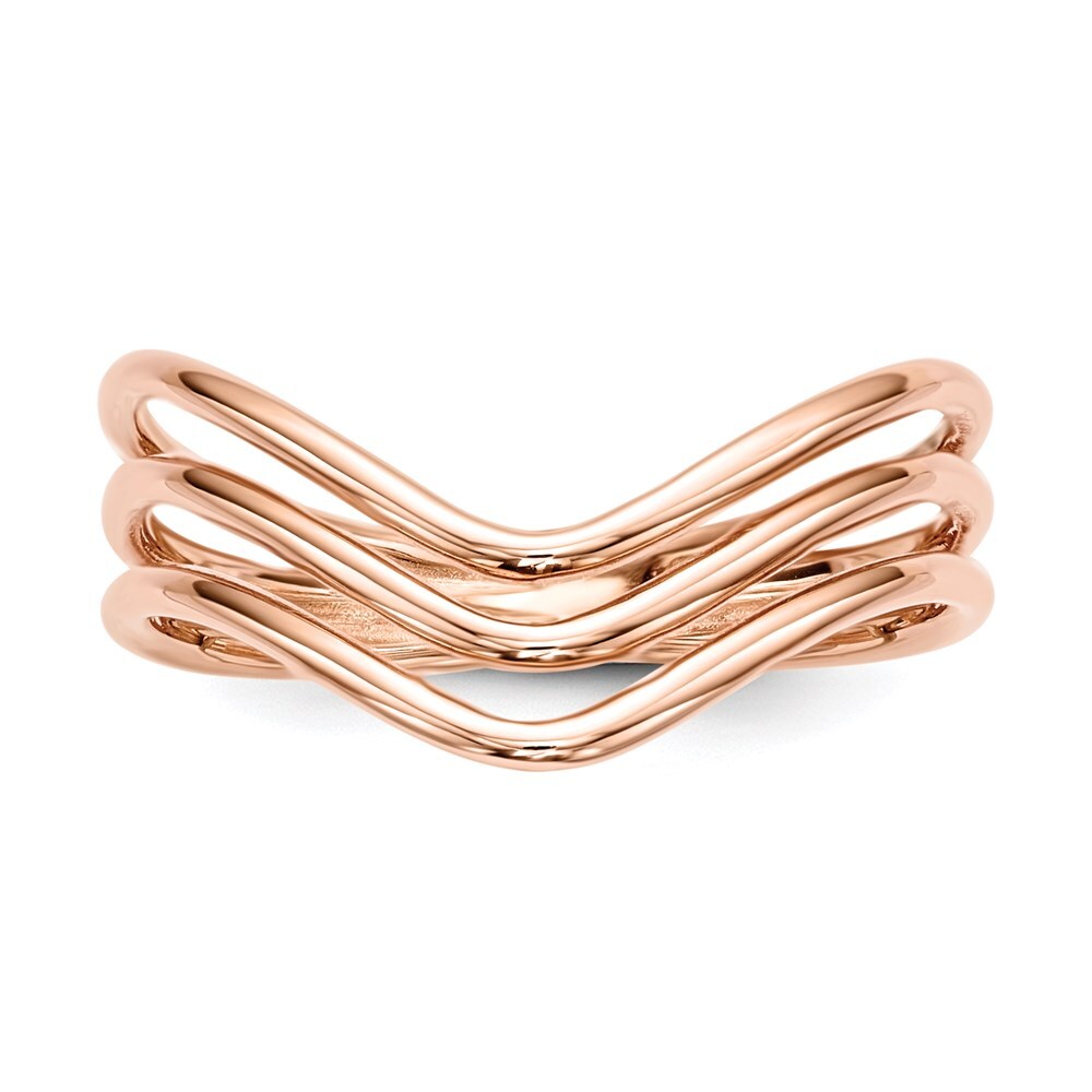 Sterling Silver Rose-tone 3-band Ring Size 6