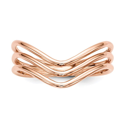 Sterling Silver Rose-tone 3-band Ring Size 6