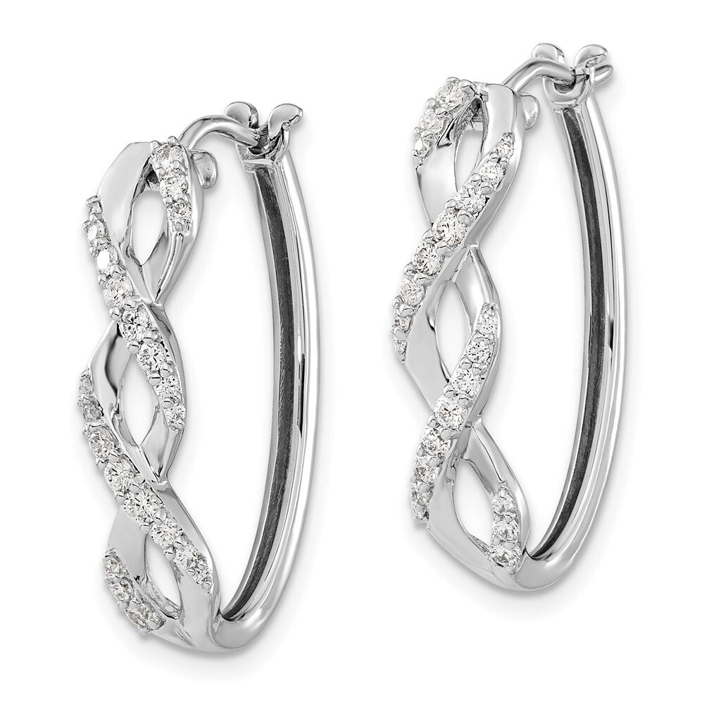 14k White Gold Diamond Fancy Hoop Earrings