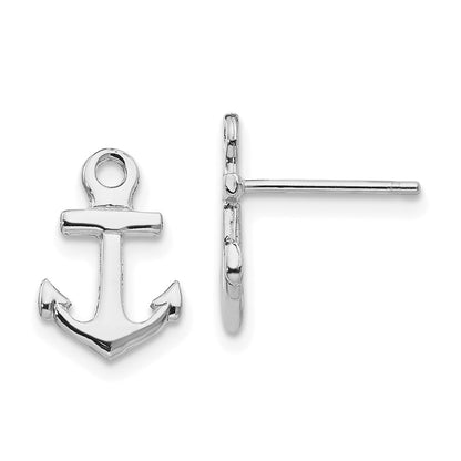 14K White Gold Anchor Earrings