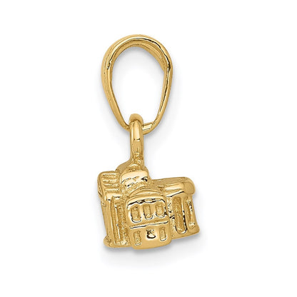 14k Yellow Gold 3D White House Pendant