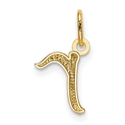 14k Yellow Gold Letter R Initial Charm Pendant for Women