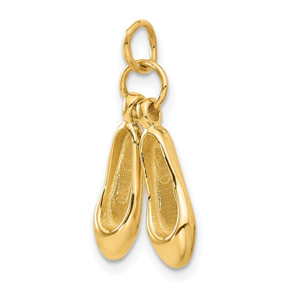 14k Yellow Gold 3D Ballet Slippers Charm Pendant for Women