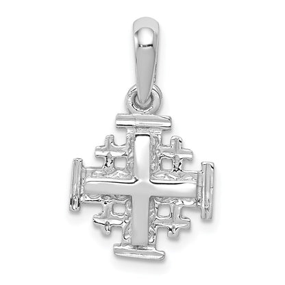 14k White Gold Jerusalem Cross Charm Pendant for Women