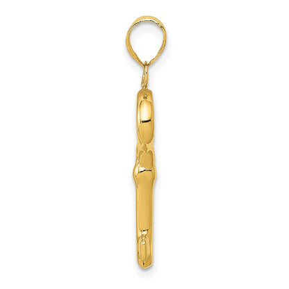 14k Yellow Gold Polished 3-D Key Charm